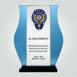Renkli Kristal Cam Görev Teslim ve Tayin Plaketi