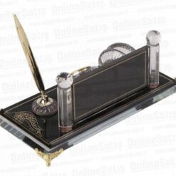 Kristal Masa İsimliği - Siyah Cam Motifli 13X25 cm