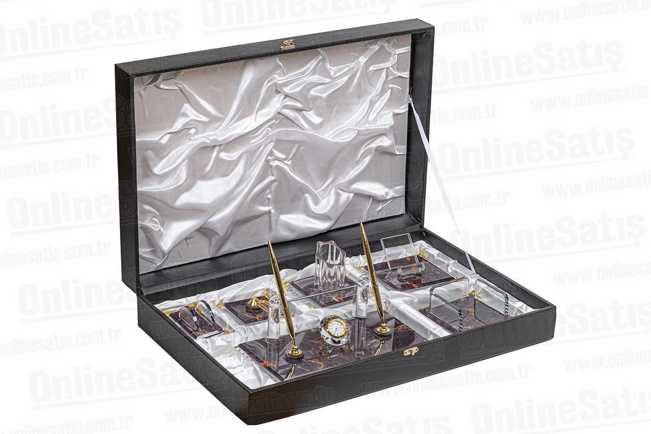 Desenli Kristal Cam Masa Seti Sümen Takımı - Görsel 3