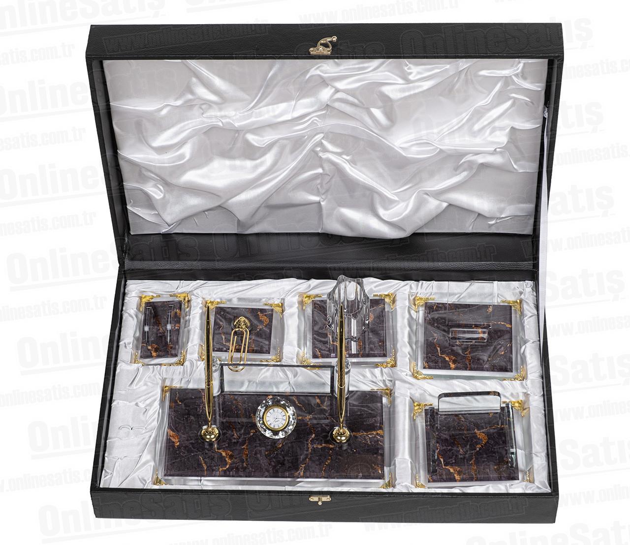 Desenli Kristal Cam Masa Seti Sümen Takımı - Görsel 2