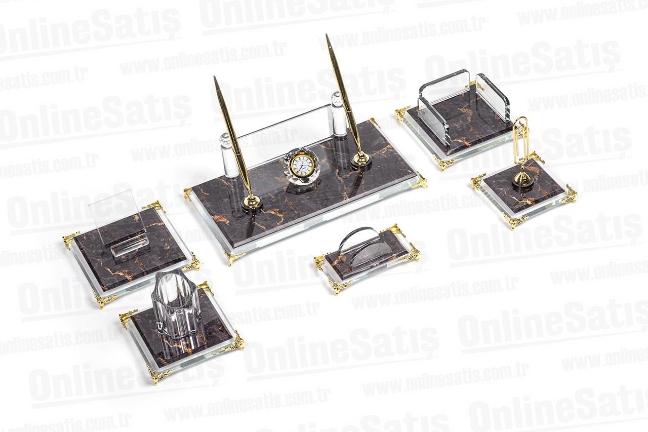 Desenli Kristal Cam Masa Seti Sümen Takımı