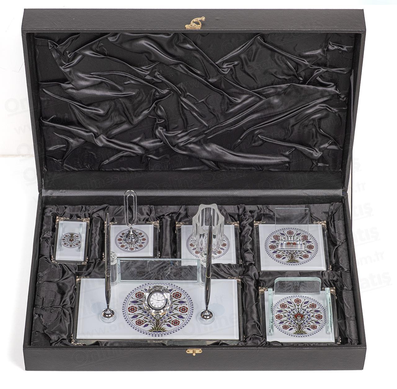 Beyaz Kristal Cam Masa Seti Sümen Takımı 2 Beyaz Kristal Cam Masa Seti Sümen Takımı - Görsel 2