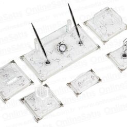 Siyah Beyaz Kristal Cam Masa Seti Sümen Takımı