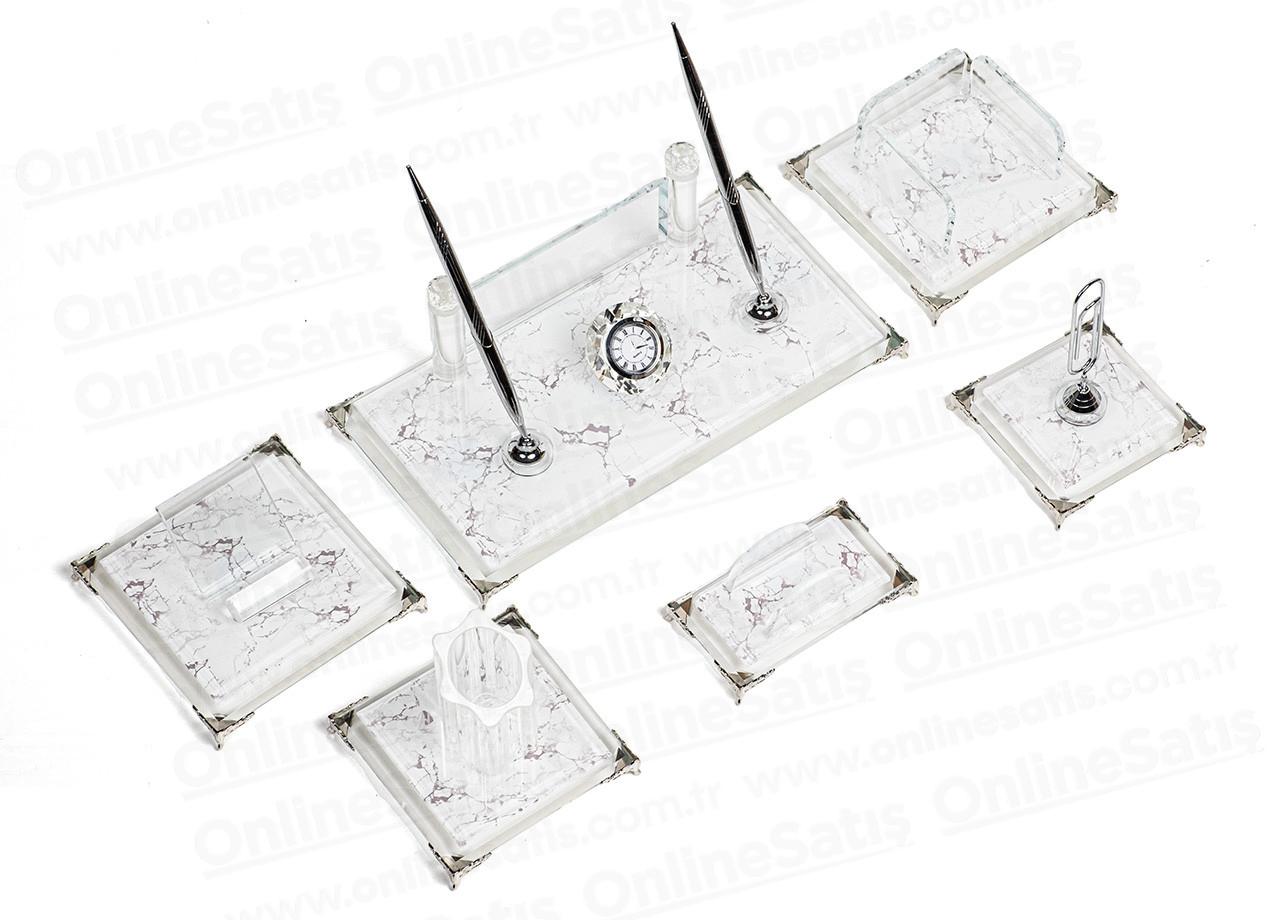 Siyah Beyaz Kristal Cam Masa Seti Sümen Takımı 1 Siyah Beyaz Kristal Cam Masa Seti Sümen Takımı