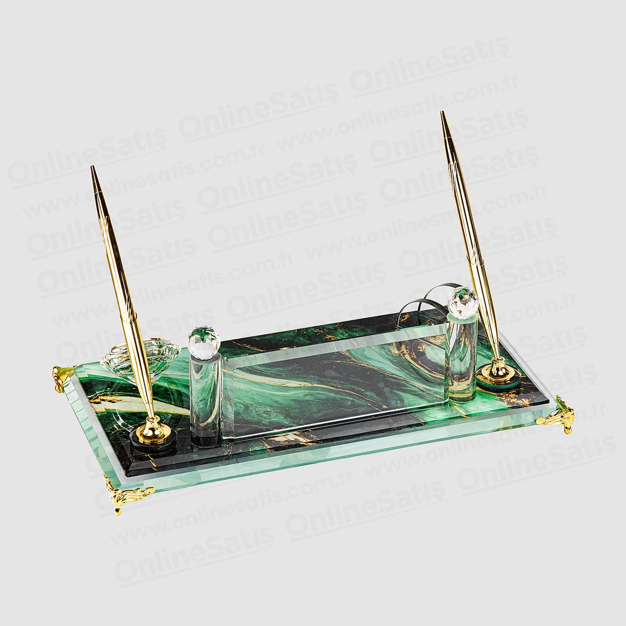 Soyut Sanat Desenli Kristal Cam Masa İsimliği 1 Soyut Sanat Desenli Kristal Cam Masa İsimliği