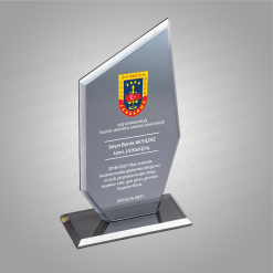 Jandarma Hizmet Anısı Füme Kristal Plaket