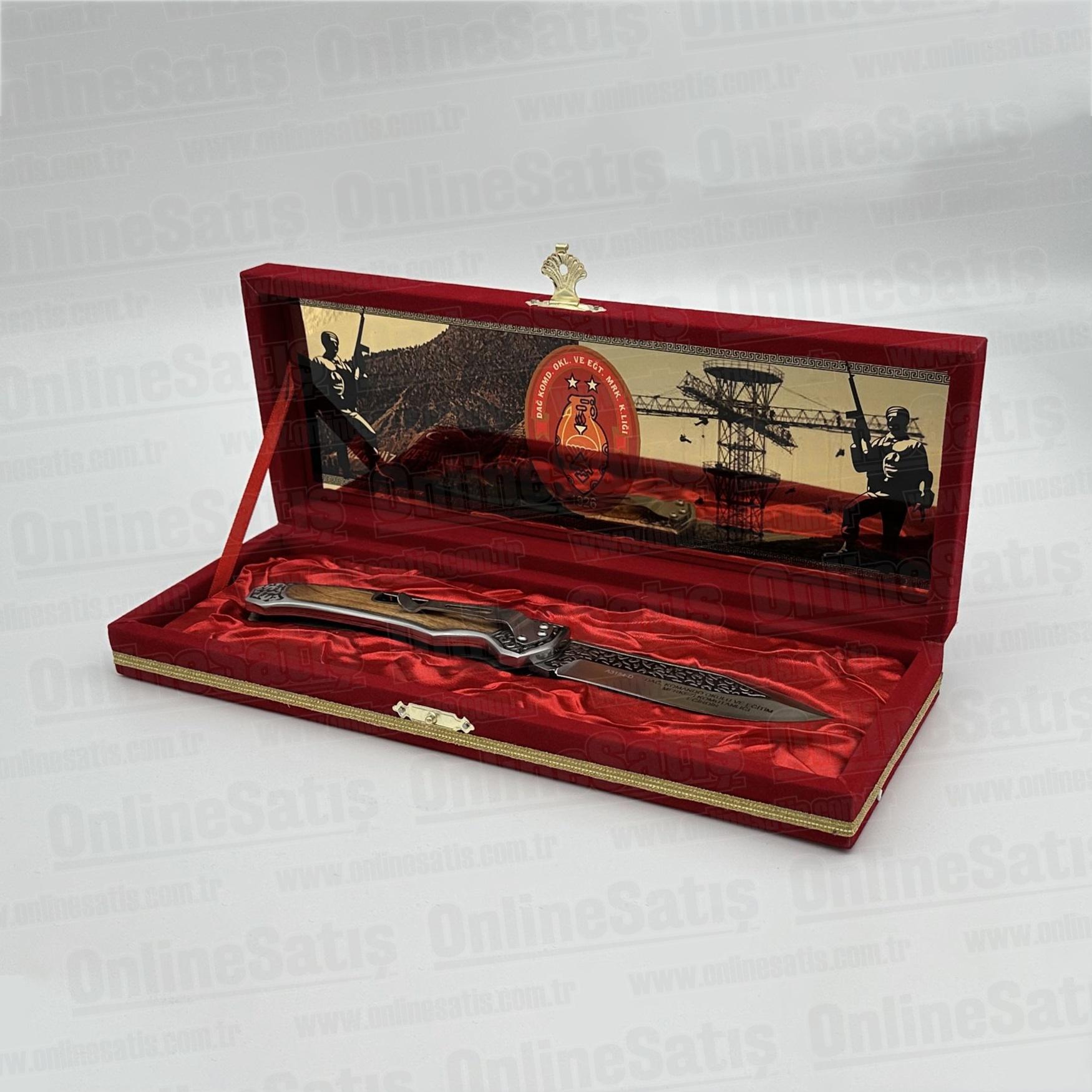 Kadife Kutulu Hediyelik Çakı - Bıçaklı Plaket - Görsel 2