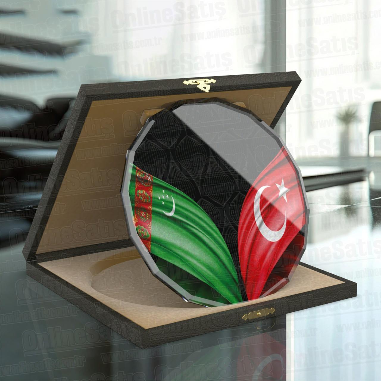 Kutulu Cam Tabak Kristal Plaket PRT421 1 Kutulu Cam Tabak Kristal Plaket PRT421