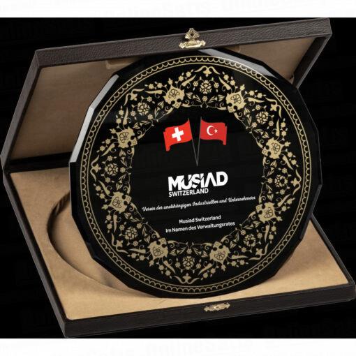 Kutulu Cam Tabak Kristal Plaket PRT278