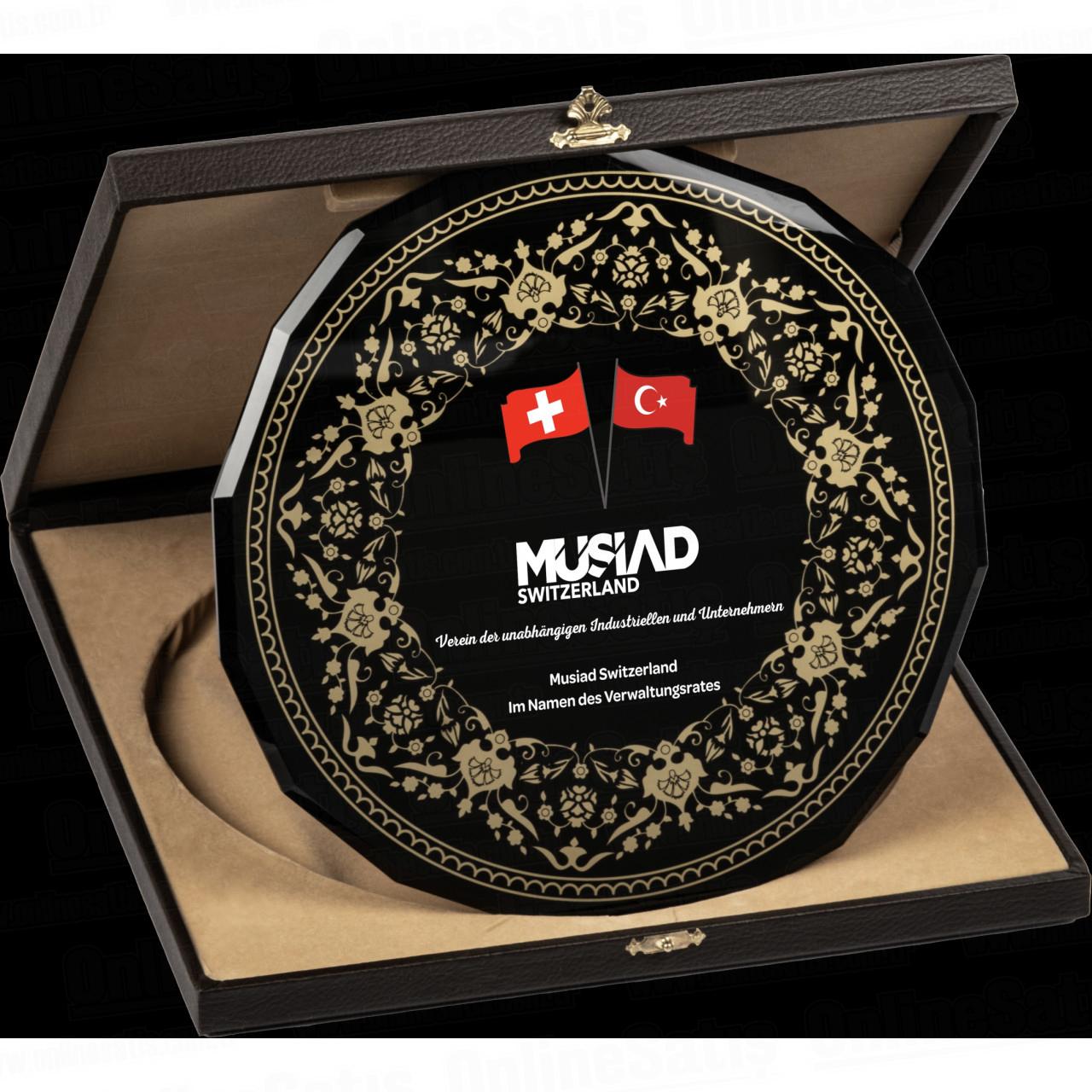 Kutulu Cam Tabak Kristal Plaket PRT278 1 Kutulu Cam Tabak Kristal Plaket PRT278