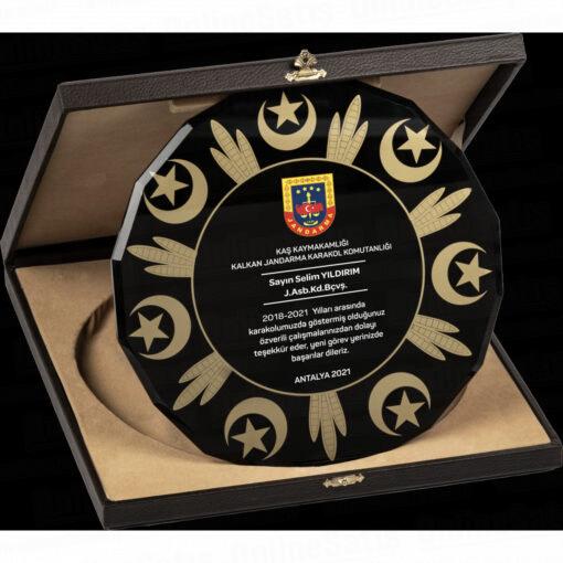 Kutulu Cam Tabak Kristal Plaket PRT283