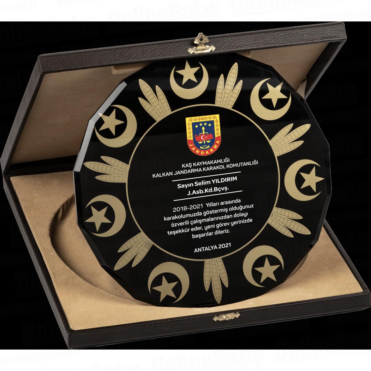 Kutulu Cam Tabak Kristal Plaket PRT283 1 Kutulu Cam Tabak Kristal Plaket PRT283