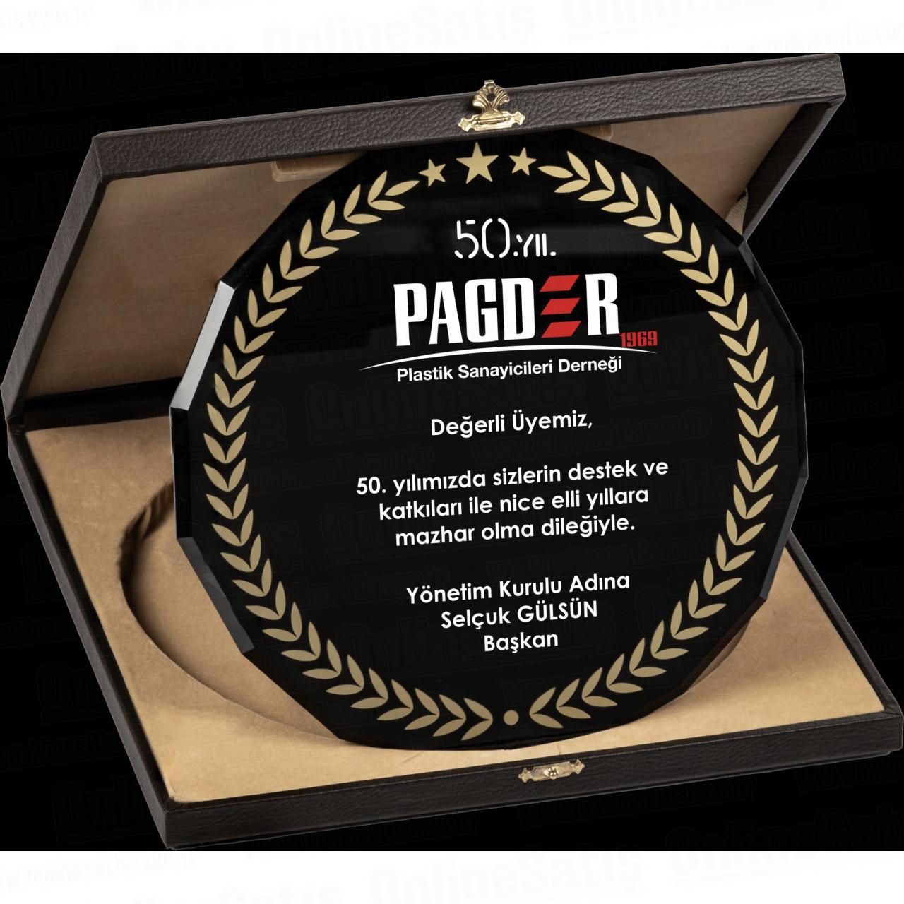 Kutulu Cam Tabak Kristal Plaket PRT285 1 Kutulu Cam Tabak Kristal Plaket PRT285