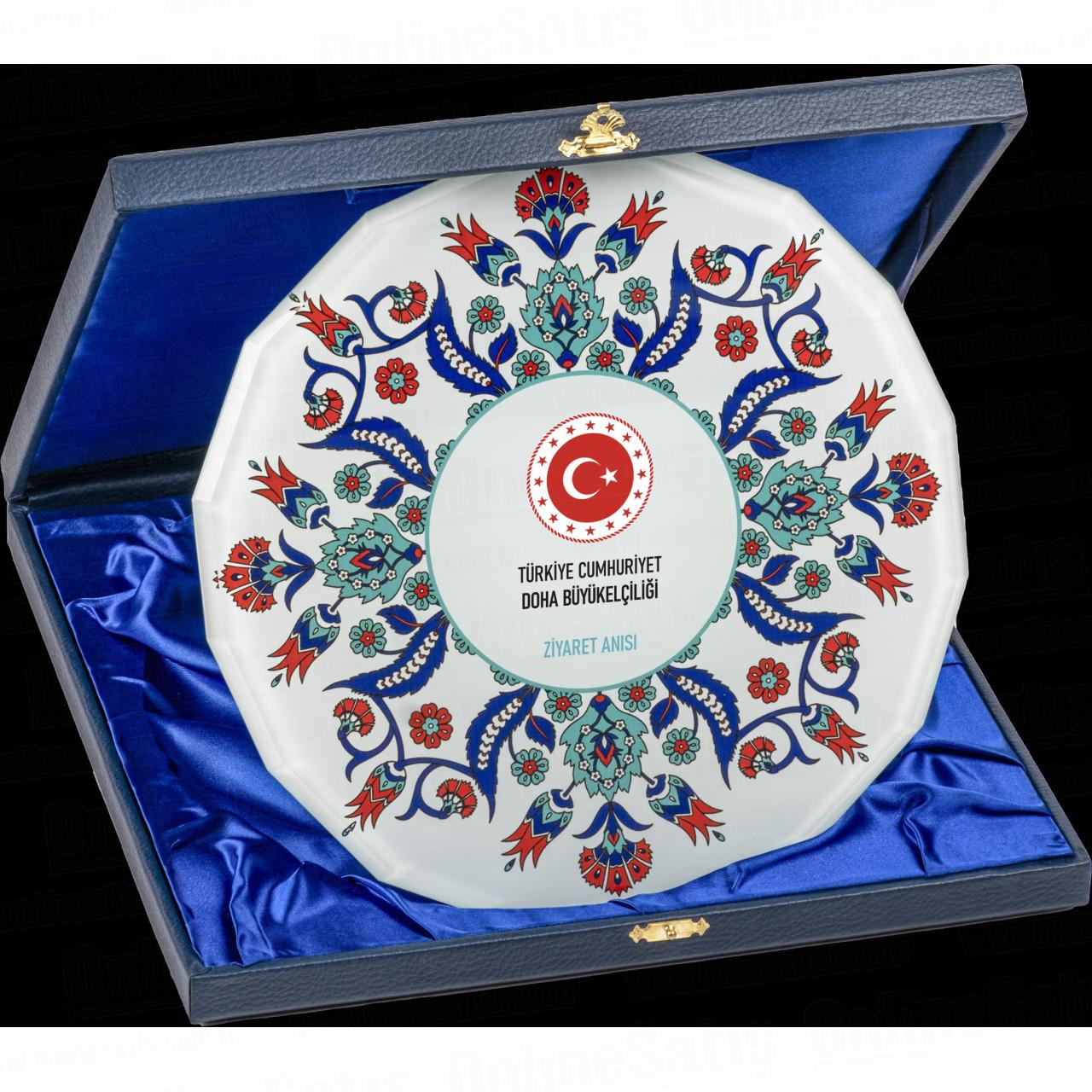 Kutulu Cam Tabak Kristal Plaket PRT289 1 Kutulu Cam Tabak Kristal Plaket PRT289