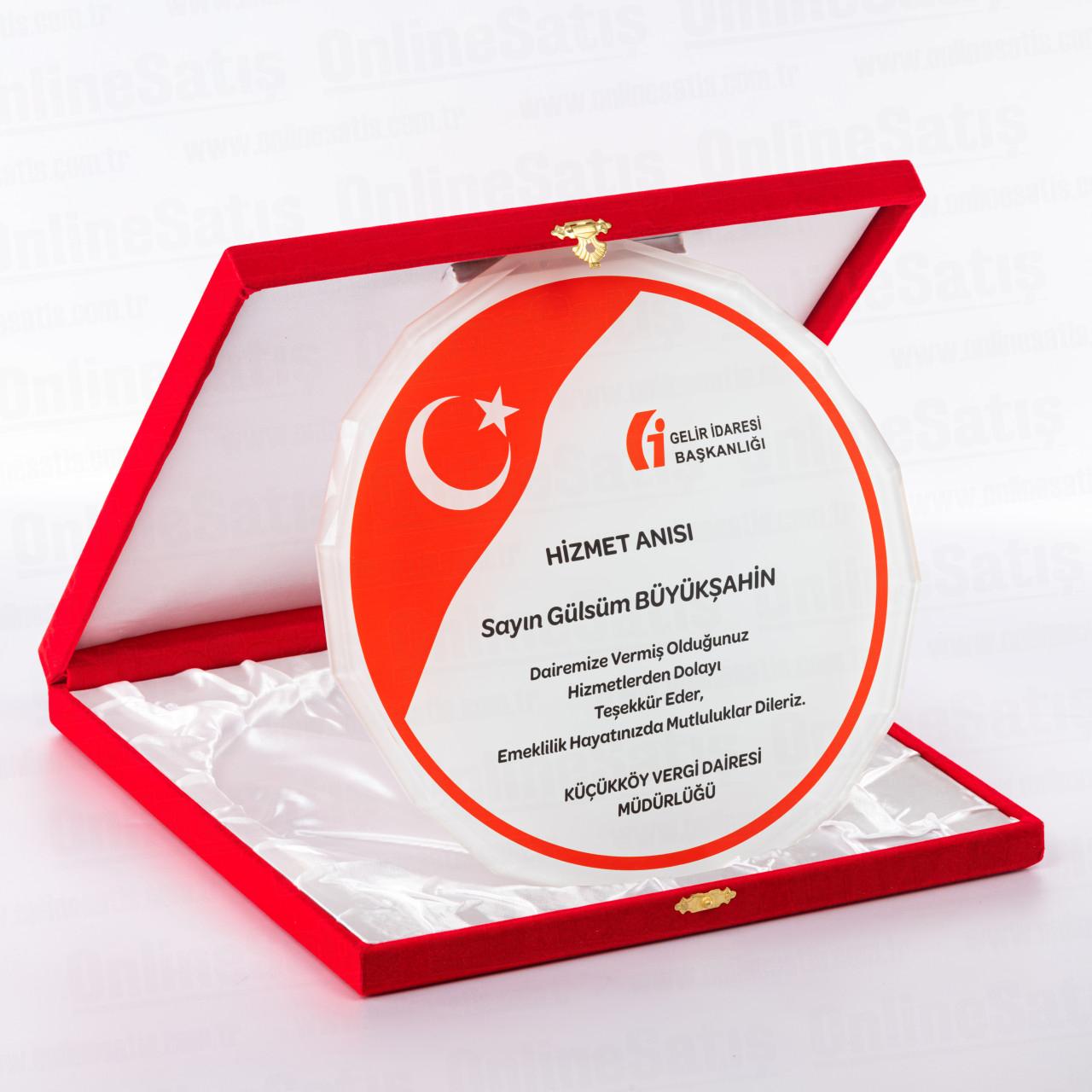 Kutulu Cam Tabak Kristal Plaket PRT293 1 Kutulu Cam Tabak Kristal Plaket PRT293