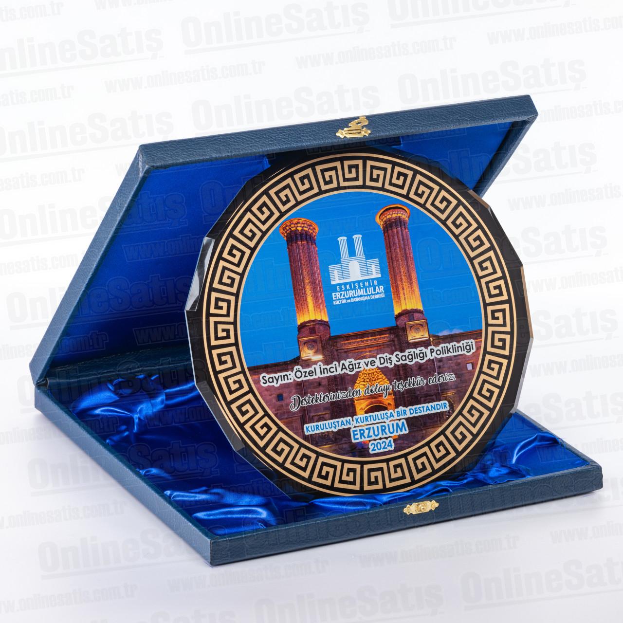 Kutulu Cam Tabak Kristal Plaket PRT295 1 Kutulu Cam Tabak Kristal Plaket PRT295