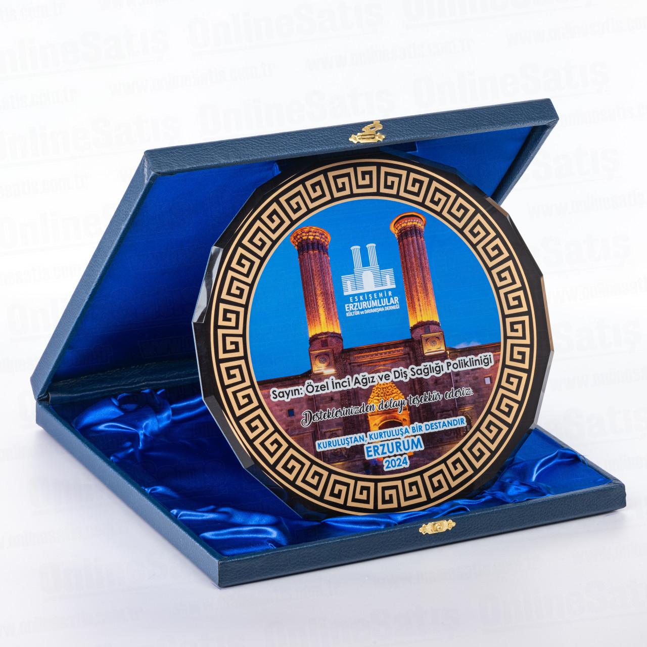 Kutulu Cam Tabak Kristal Plaket PRT295 1 Kutulu Cam Tabak Kristal Plaket PRT295