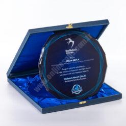 Kutulu Cam Tabak Kristal Plaket PRT297 9 Kutulu Cam Tabak Kristal Plaket PRT297