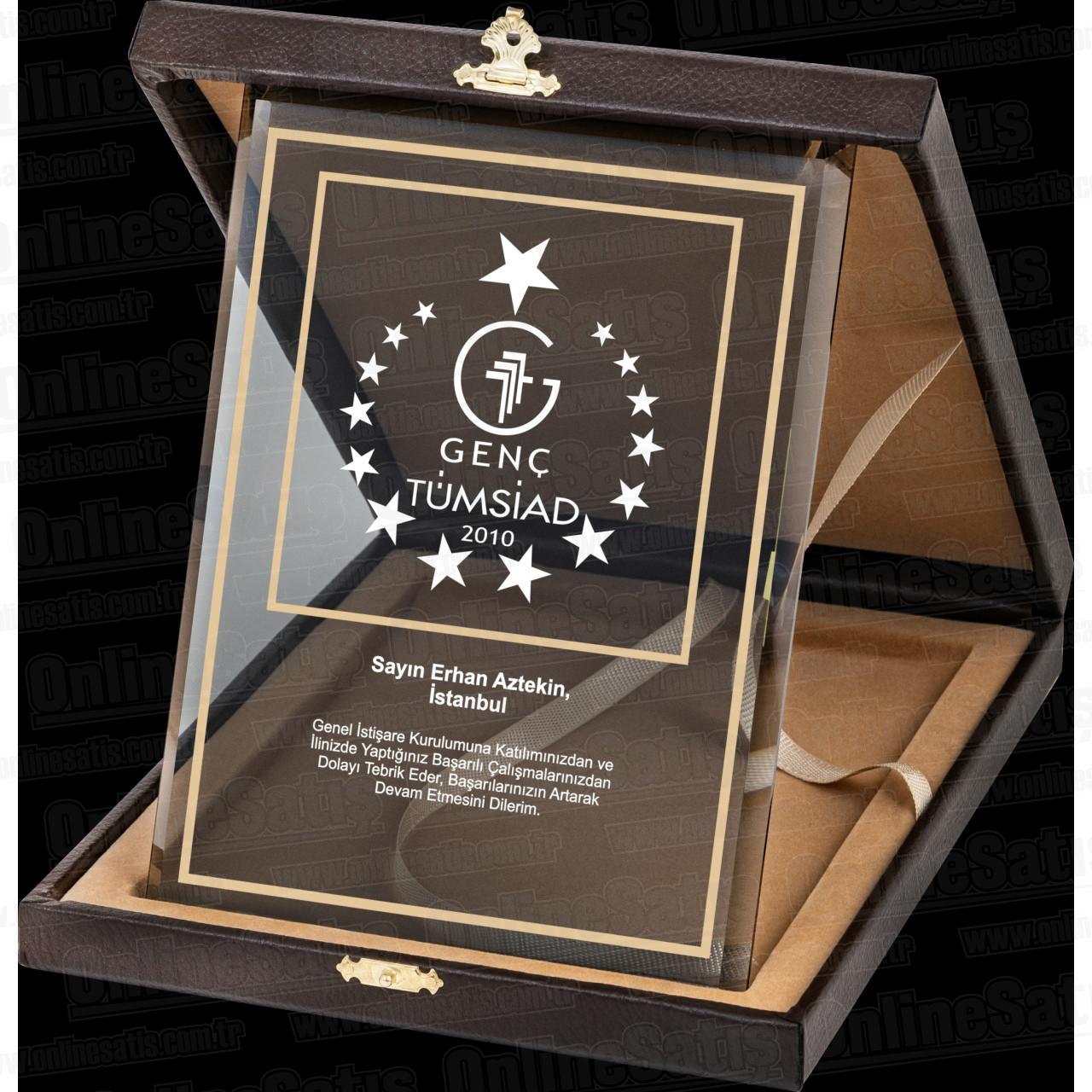 Deri Albüm Kutulu Altın Yaldız Kristal Plaket PRT245 4 Ürün Görseli 3