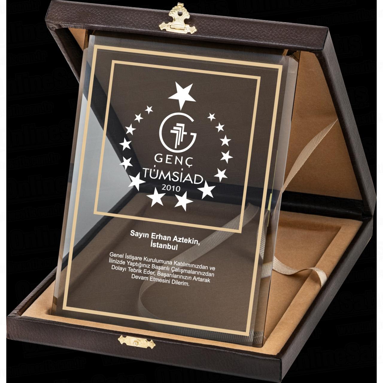 Deri Albüm Kutulu Altın Yaldız Kristal Plaket PRT245 4 Ürün Görseli 3