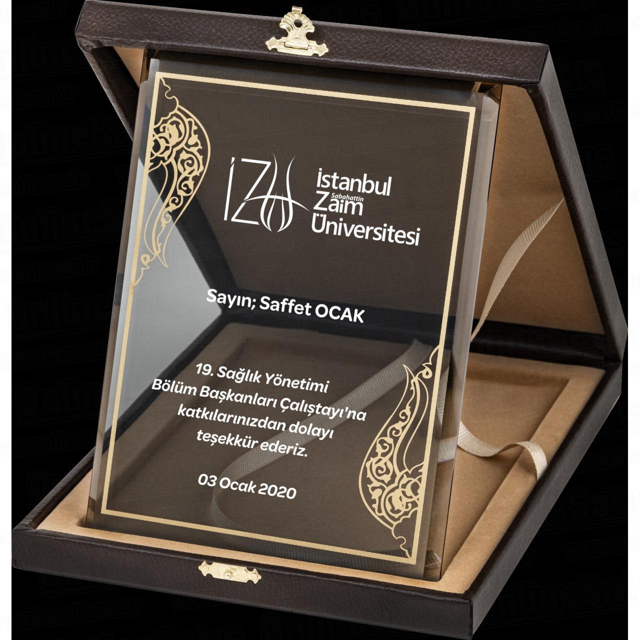 Deri Albüm Kutulu Altın Yaldız Kristal Plaket PRT246 1 Cam Deri Kutulu Albüm Kristal Plaket PRT246 - Görsel 1