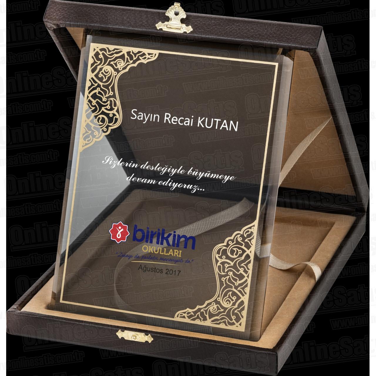 Deri Albüm Kutulu Altın Yaldız Kristal Plaket PRT247 5 Ürün Görseli 4