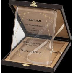 Classic Shop 27 Cam Deri Kutulu Albüm Kristal Plaket PRT253 - Görsel 1