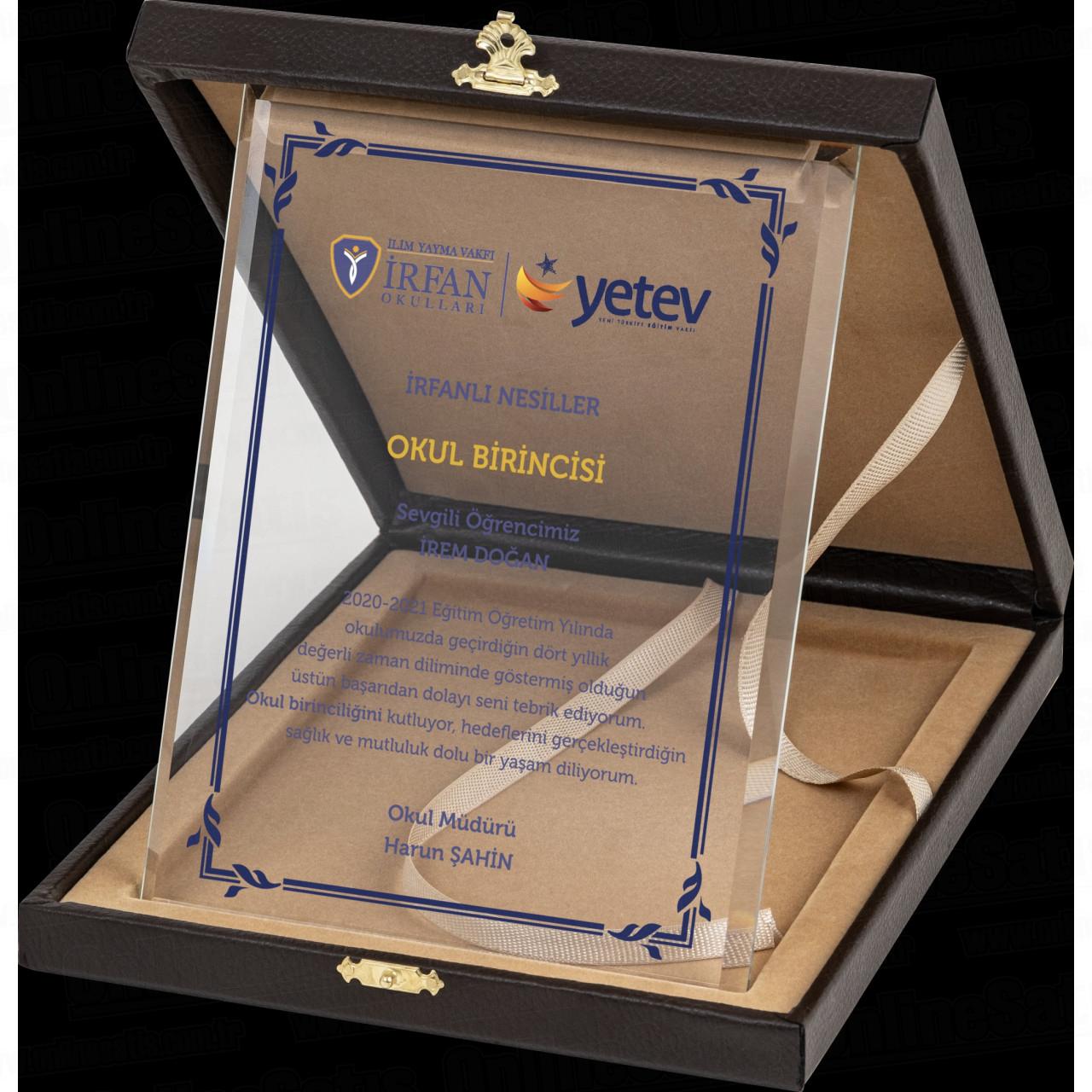 Deri Albüm Kutulu Altın Yaldız Kristal Plaket PRT254 4 Ürün Görseli 3