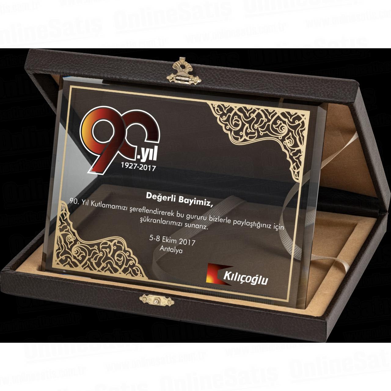 Deri Albüm Kutulu Altın Yaldız Kristal Plaket PRT259 3 Cam Deri Kutulu Albüm Kristal Plaket PRT259 - Görsel 2