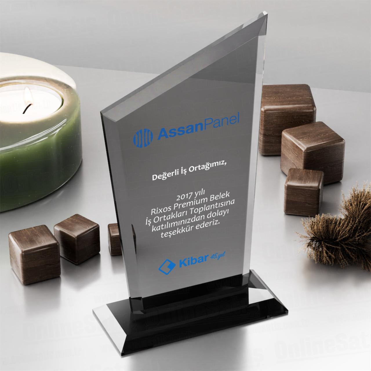 Füme Kristal Plaket PRT109 Cam Ödül 1 Füme Kristal Plaket PRT109 Cam Ödül