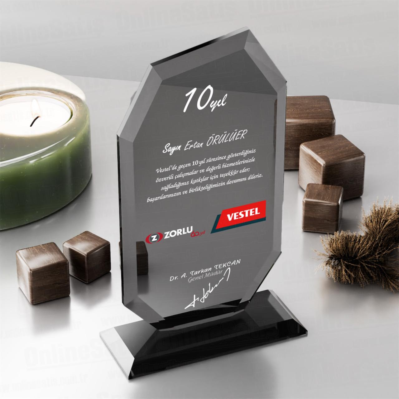 Füme Kristal Plaket PRT123 Cam Ödül 3 Füme Kristal Plaket PRT123 Cam Ödül - Görsel 3