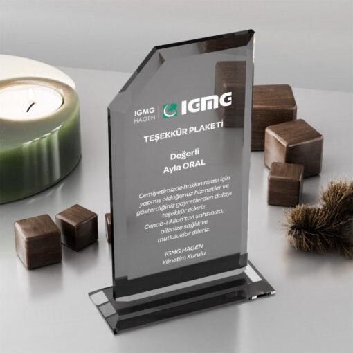 Füme Kristal Plaket PRT127 Cam Ödül