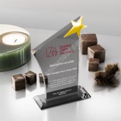 Füme Kristal Plaket PRT139 Cam Ödül 5 Füme Kristal Plaket PRT139 Cam Ödül