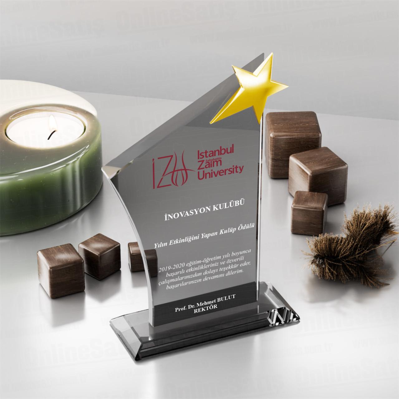 Füme Kristal Plaket PRT139 Cam Ödül 1 Füme Kristal Plaket PRT139 Cam Ödül