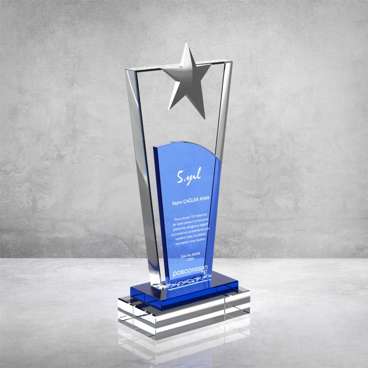 Dijital Baskılı Özel Mavi Camlı Kristal Plaket İmalatçısı PRT227 1 Dijital Baskılı Özel Mavi Camlı Kristal Plaket İmalatçısı PRT227