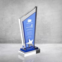 PB861 Mavi Camlı Kristal Plaket