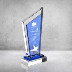 Dijital Baskılı Özel Mavi Camlı Kristal Plaket İmalatçısı PRT228