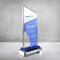 Dijital Baskılı Özel Mavi Camlı Kristal Plaket İmalatçısı PRT230