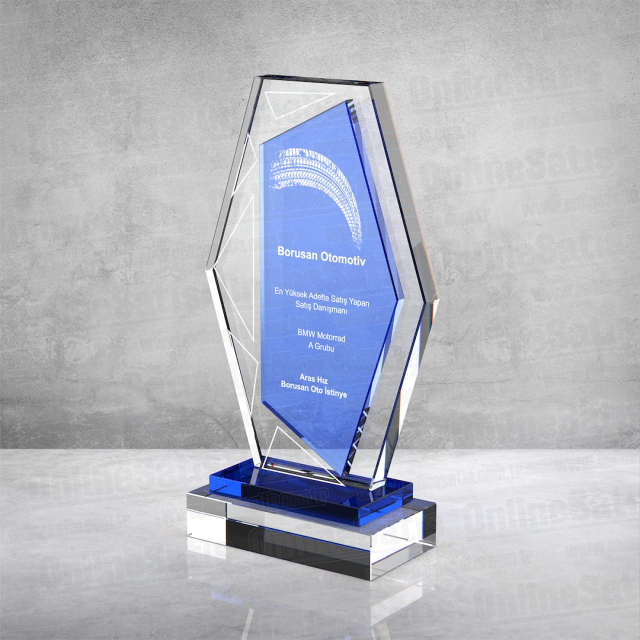 PB865 Mavi Camlı Kristal Plaket 5 PB865 Mavi Camlı Kristal Plaket - Görsel 5