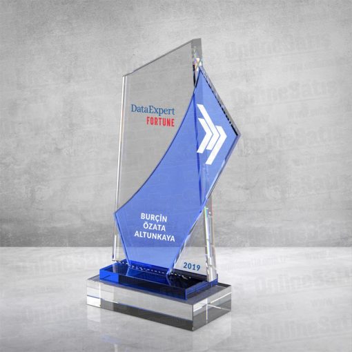 PB866 Mavi Camlı Kristal Plaket