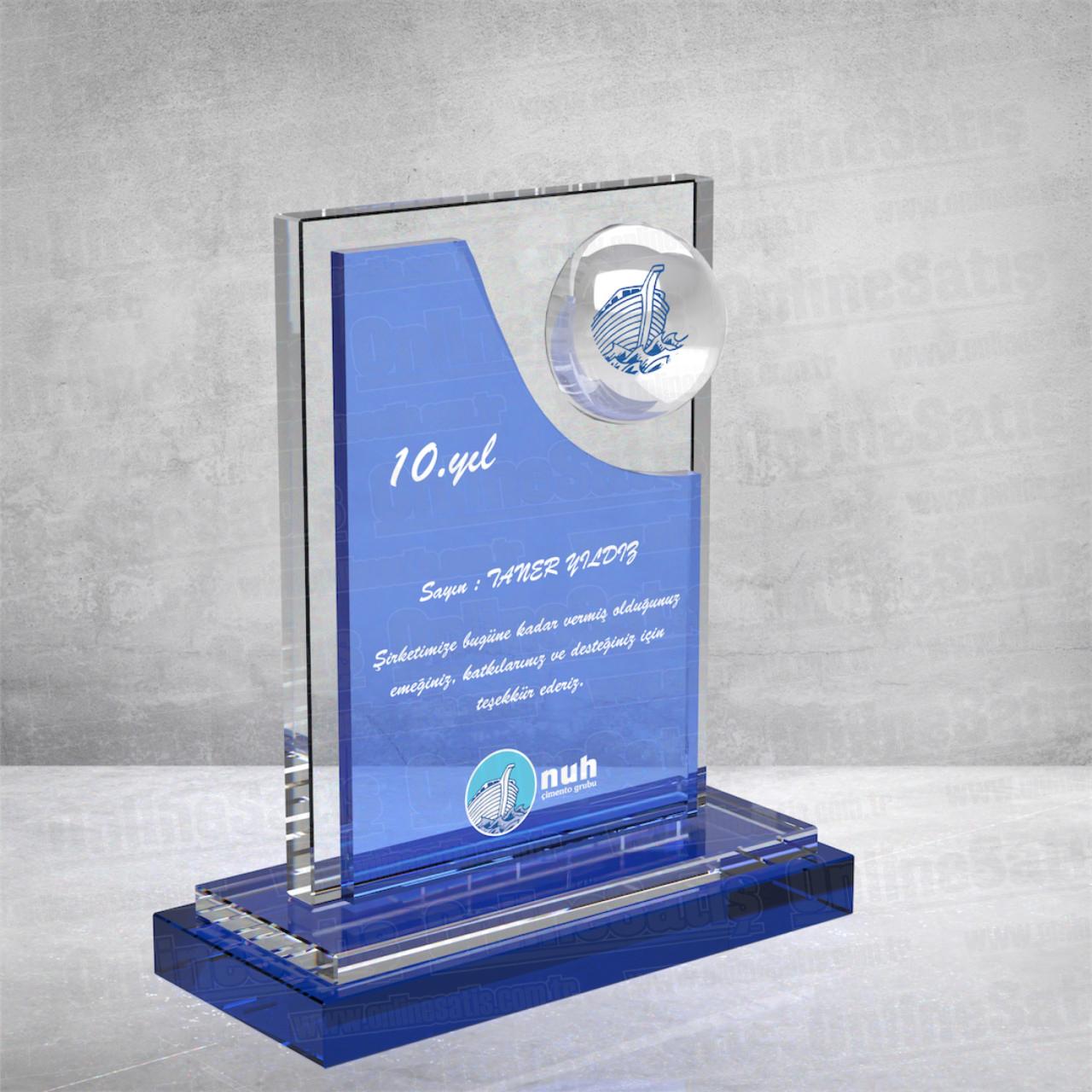 PB891 Mavi Camlı Kristal Plaket 3 PB891 Mavi Camlı Kristal Plaket - Görsel 3