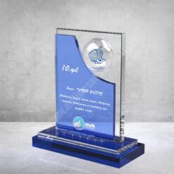 Dijital Baskılı Özel Mavi Camlı Kristal Plaket İmalatçısı PRT235