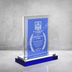 Dijital Baskılı Özel Mavi Camlı Kristal Plaket İmalatçısı PRT236