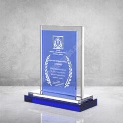 Dijital Baskılı Özel Mavi Camlı Kristal Plaket İmalatçısı PRT236