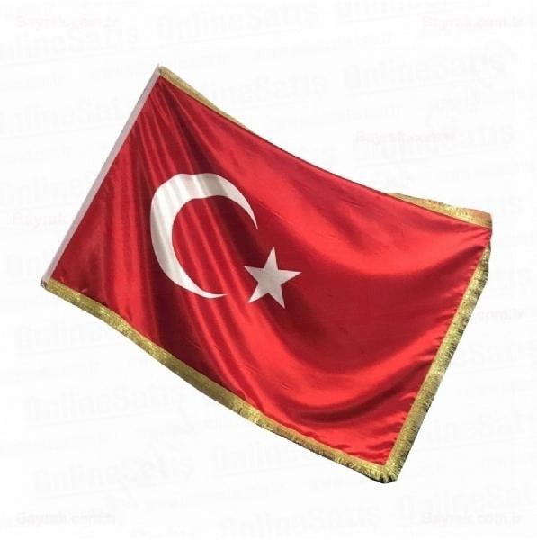 Türk Tören Bayrağı Simli 2 Türk Tören Bayrağı Simli