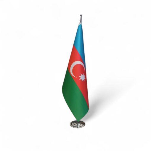 Azerbaycan makam bayrağı telalı 100×150 cm, krom veya pirinç direkli
