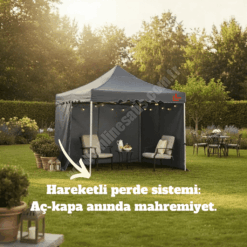 Classic Shop 25 Bahçe Çadırı 3×3 m. (Hareketli Perdeli)