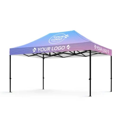 Siyah çelik iskeletli özel logo baskılı gazebo çadır 3x4.5 metre