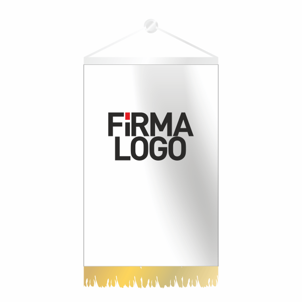 Dikdörtgen ve Altın Saçaklı Logolu Bayrak 1 Dikdörtgen ve Altın Saçaklı Logolu Bayrak