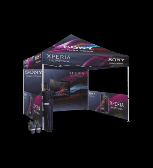 Gazebo Çadır 3×3 m. (2 Yarım Duvar + 1 Tam Duvar Baskılı)